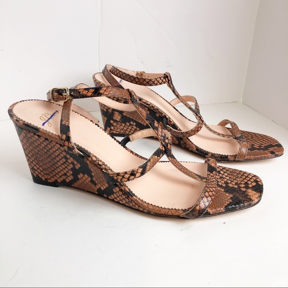 J.crew snake print t-strap open toe wedge - Picture 1 of 6